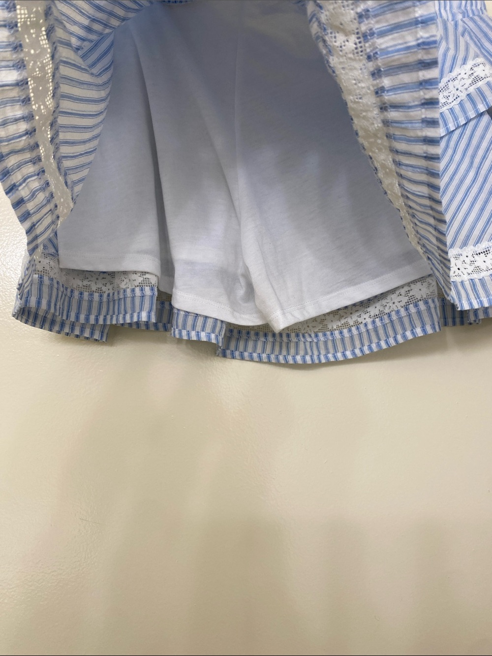 Blue & White Striped Ruffle Skirt with Lace Trim - Picture 5 of 5